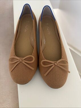 Rothy's Women's Caramel Knit Ballet Flats with Bow Trim